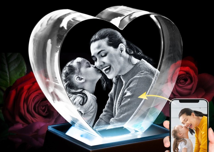 3d crystal heart