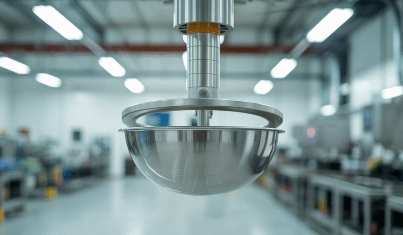 Column bowl lift inverting a stainless steel bowl